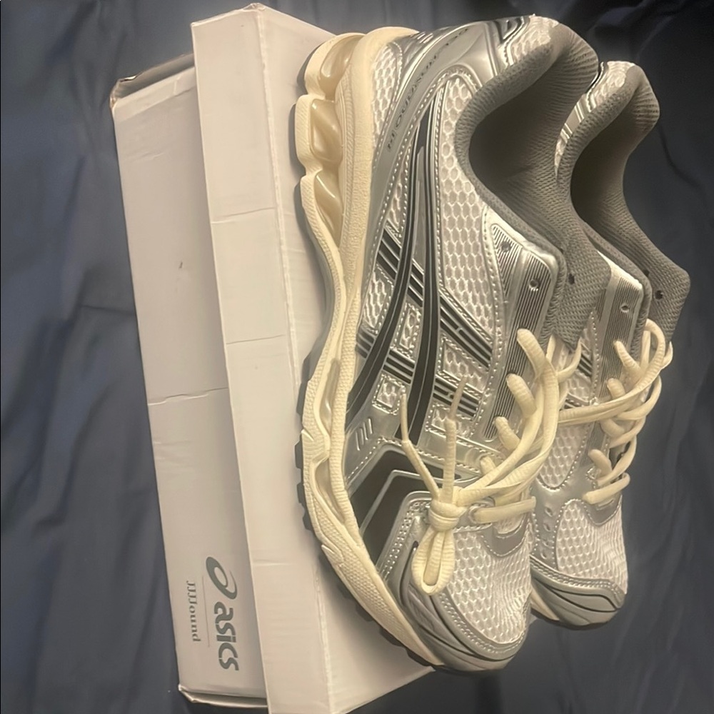 ASICS Cream and Gray Athletic Sneakers. jjjound asics